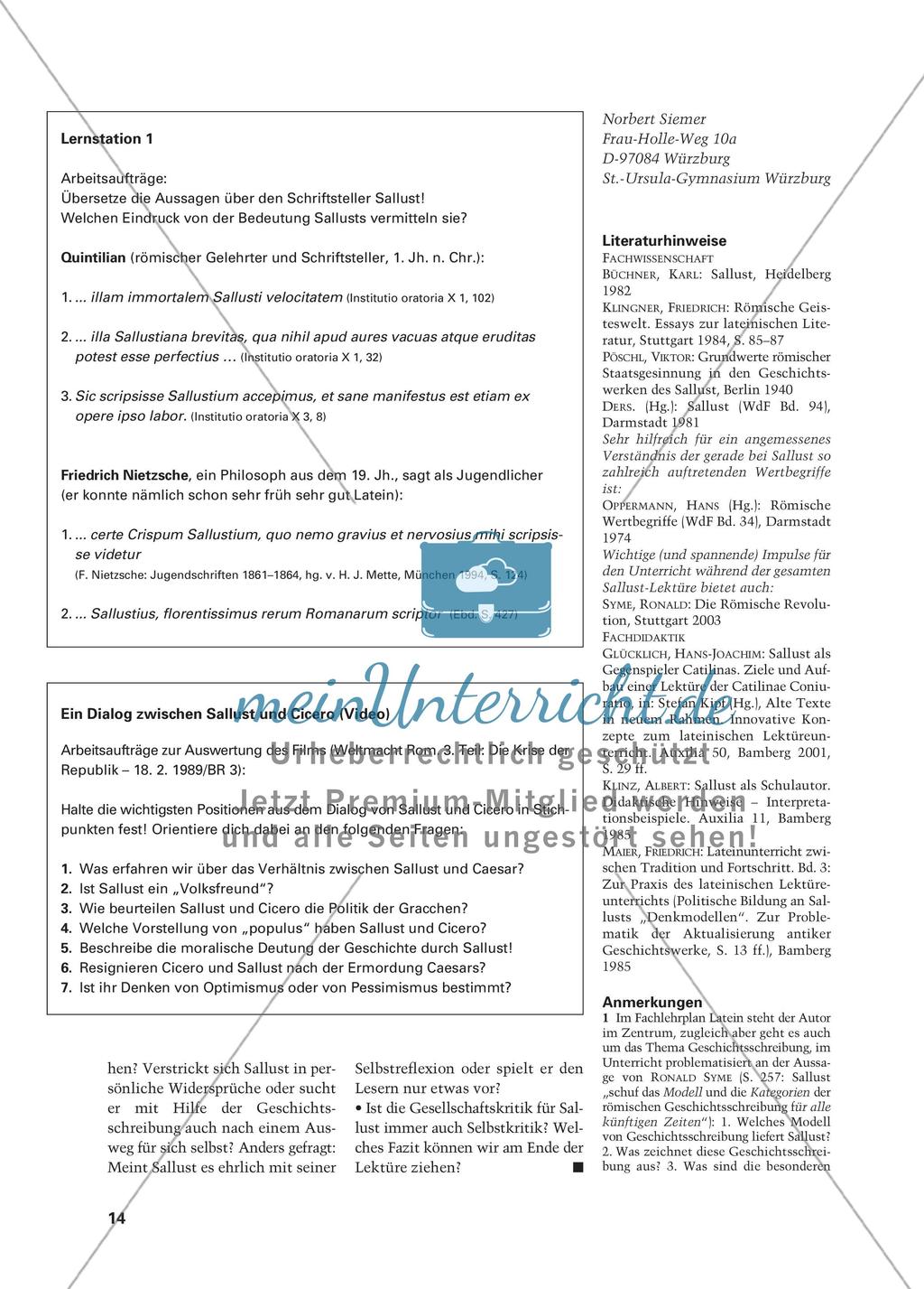 Die Selbstdarstellung Sallusts als Ausgangspunkt der Sallust-Lektüre Preview 4