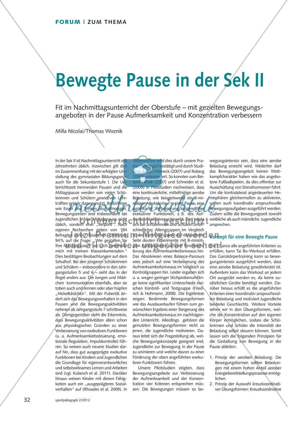 Bewegte Pause in der Sek II Preview 1