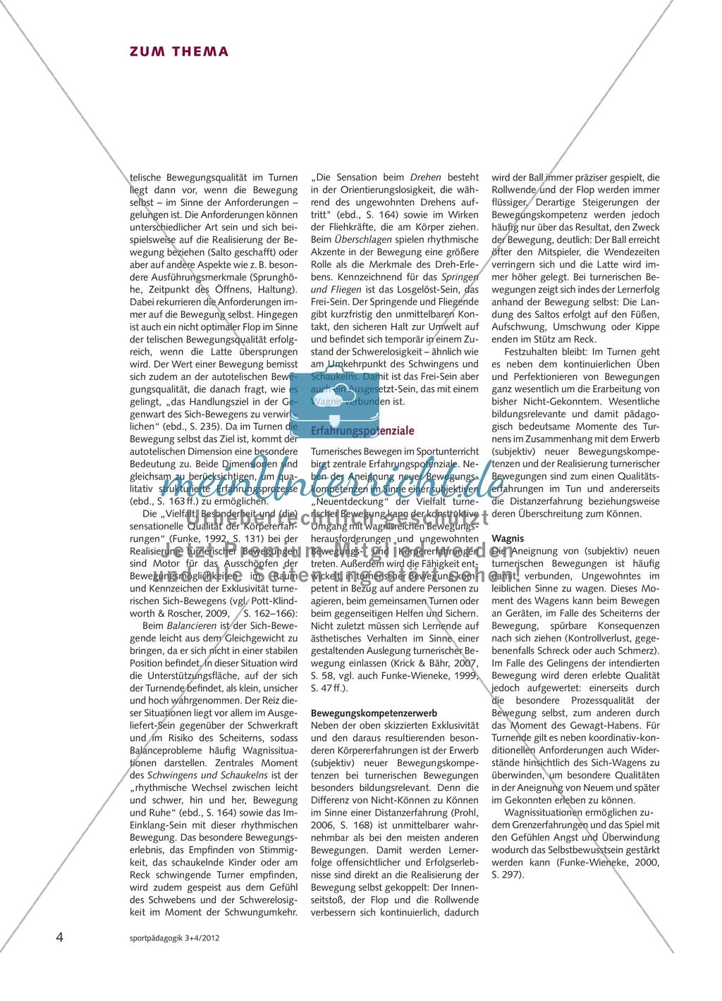 Bewegen an Geräten: Lernpotential des Turnens Preview 3