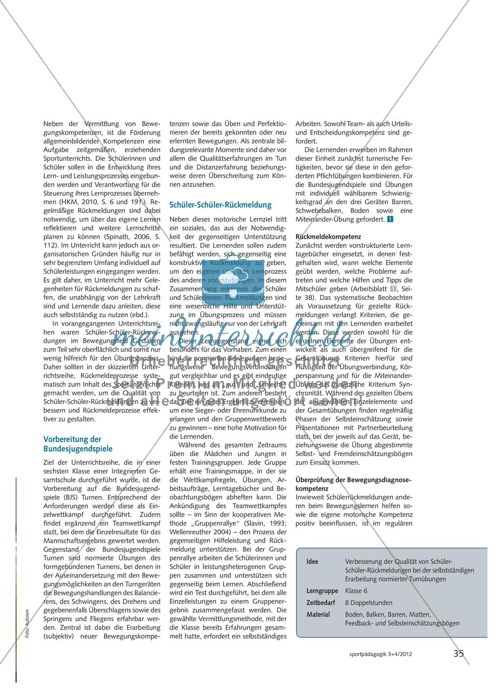 Verbessern der eigenen Turnfähigkeiten durch Feedback Preview 2