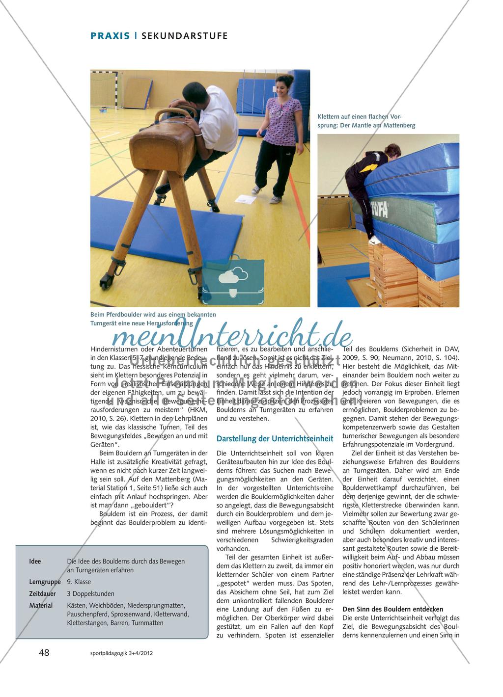 Bouldern, Klettern, Balancieren: Problemlösen im Sportunterricht Preview 2