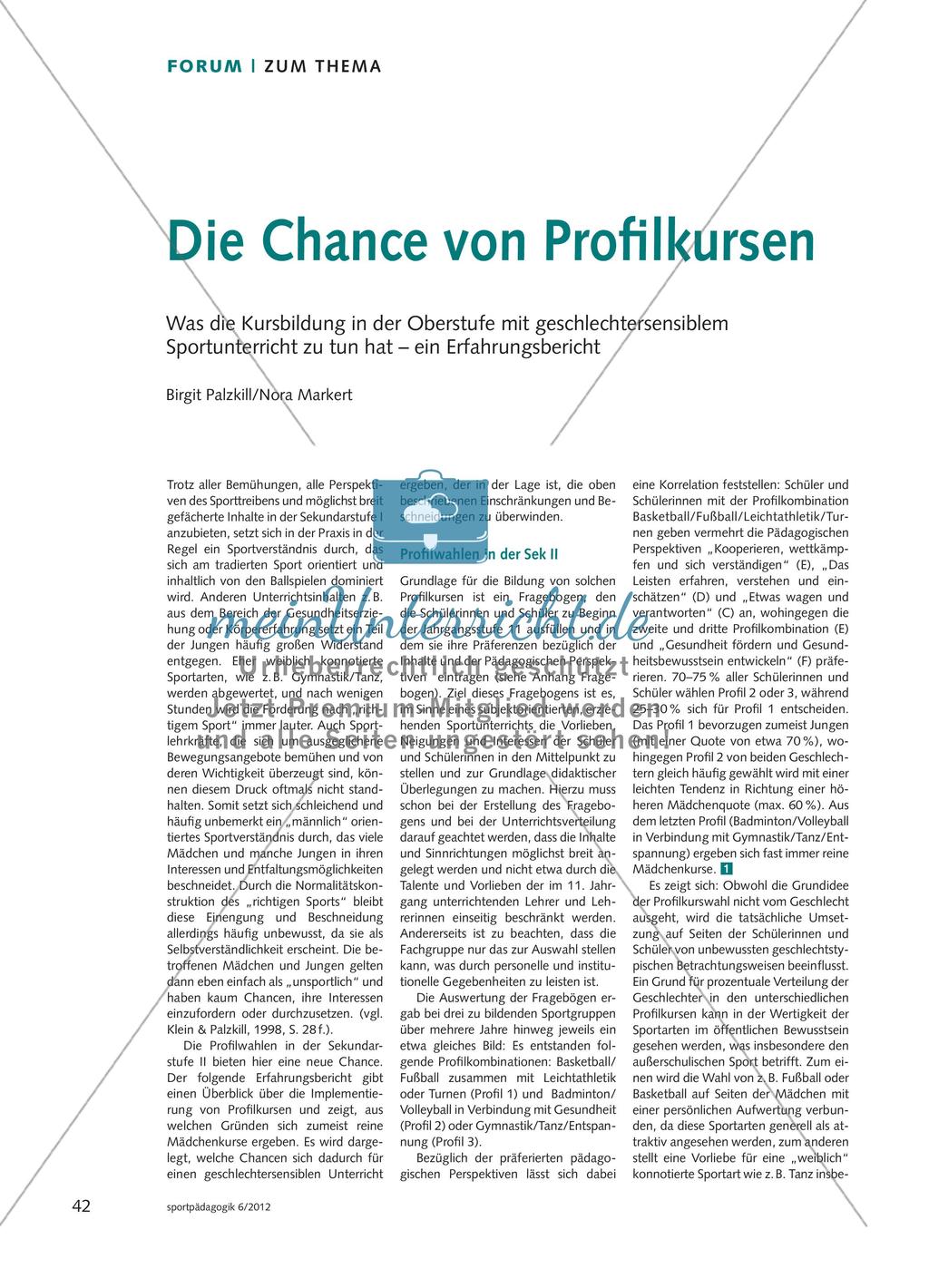 Die Chance von Profilkursen Preview 1