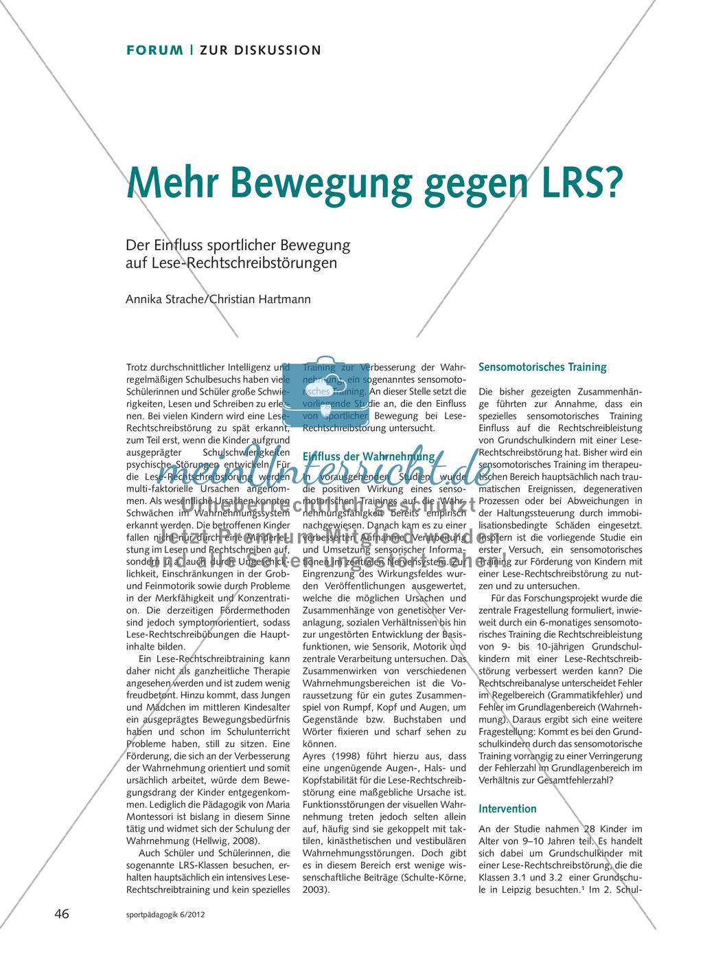 Mehr Bewegung gegen LRS? Preview 1