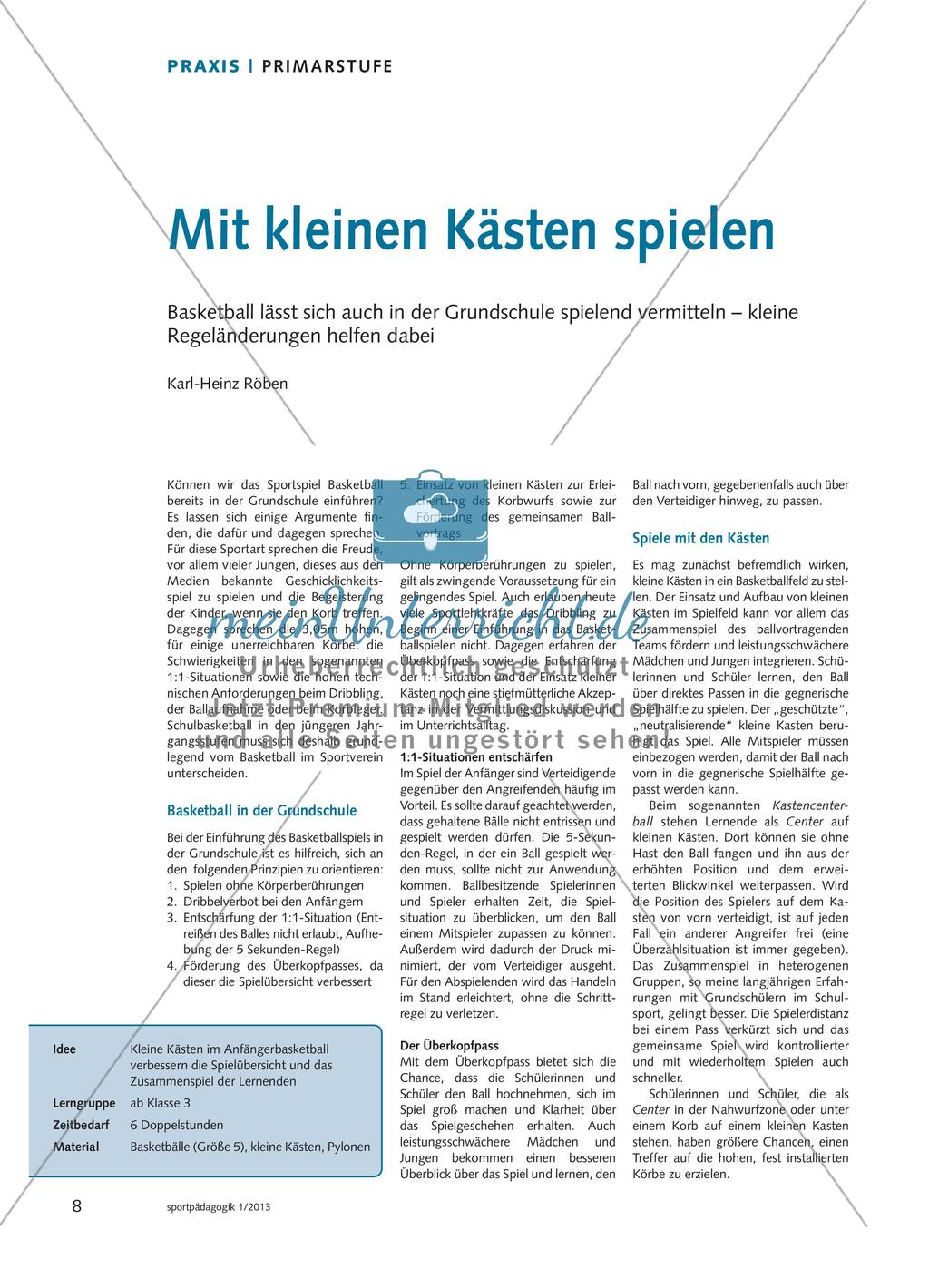 Basketball im Sportunterricht der Grundschule Preview 1