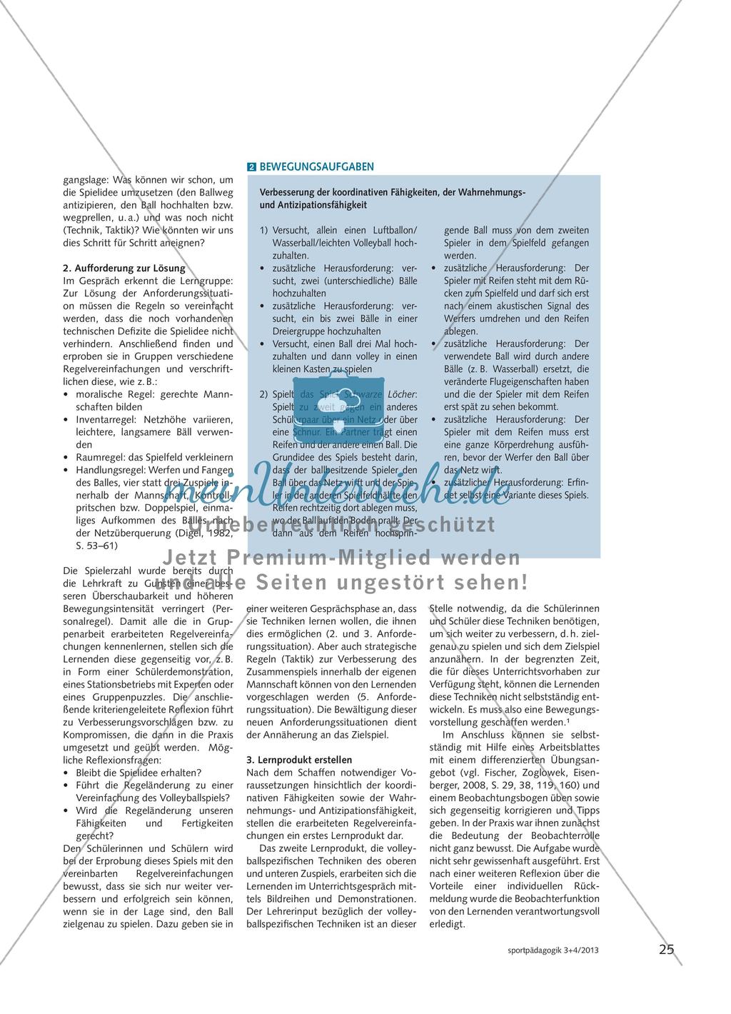 Eigenständiges Erarbeiten des Rückschlagspiels Volleyball Preview 4