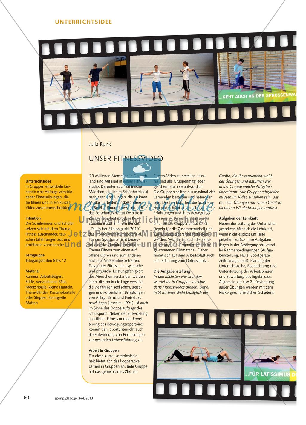 Auseinandersetzung mit dem Thema Fitness durch die Erarbeitung eines Fitnessvideos Preview 1