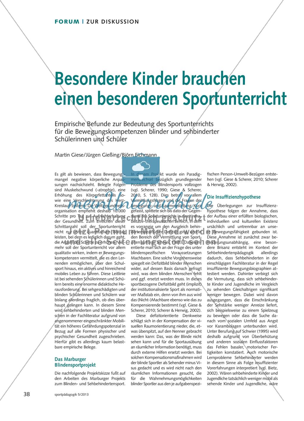 Besondere Kinder brauchen einen besonderen Sportunterricht Preview 1