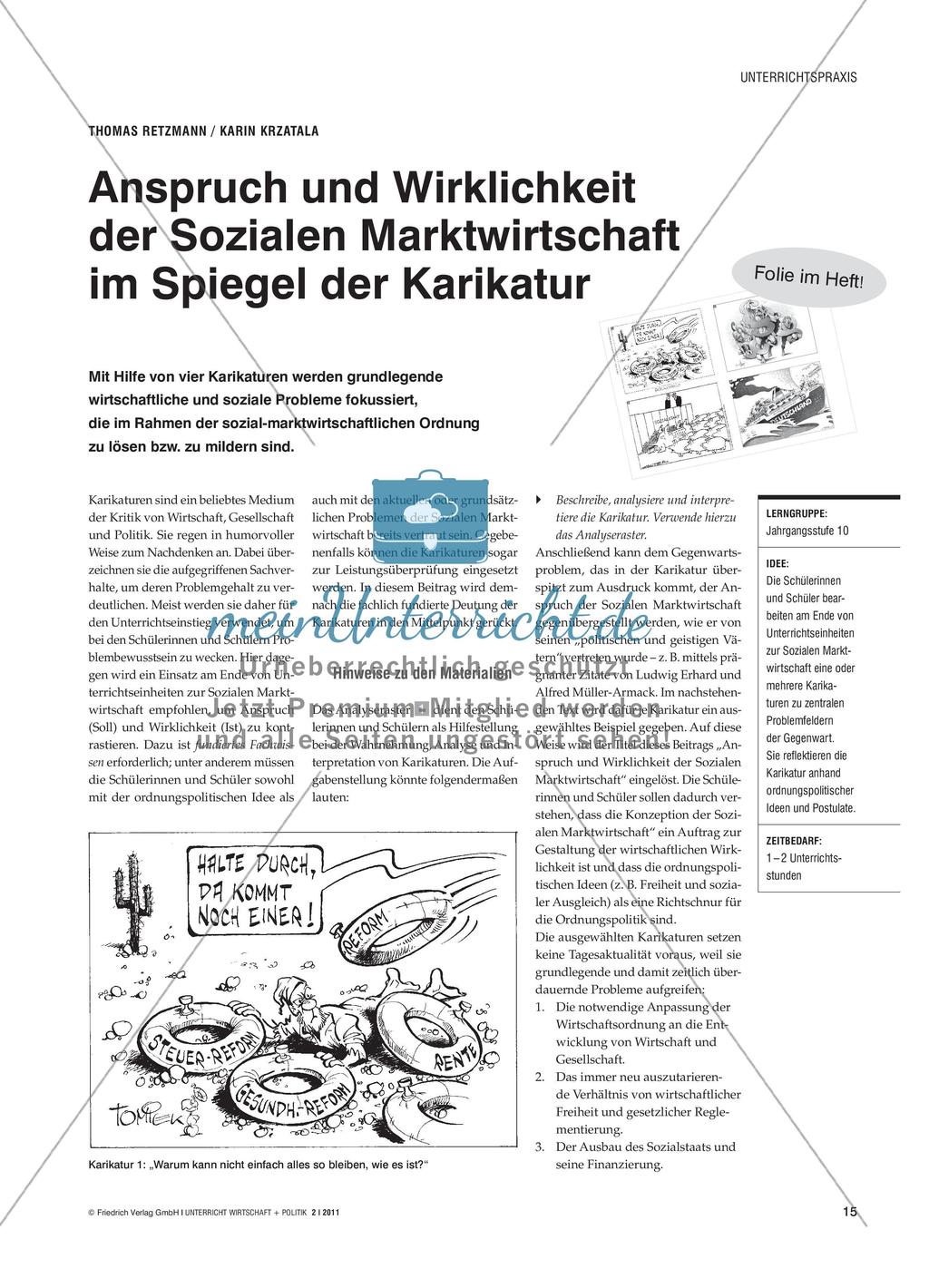 Anspruch und Wirklichkeit der Sozialen Marktwirtschaft im Spiegel der Karikatur Preview 1