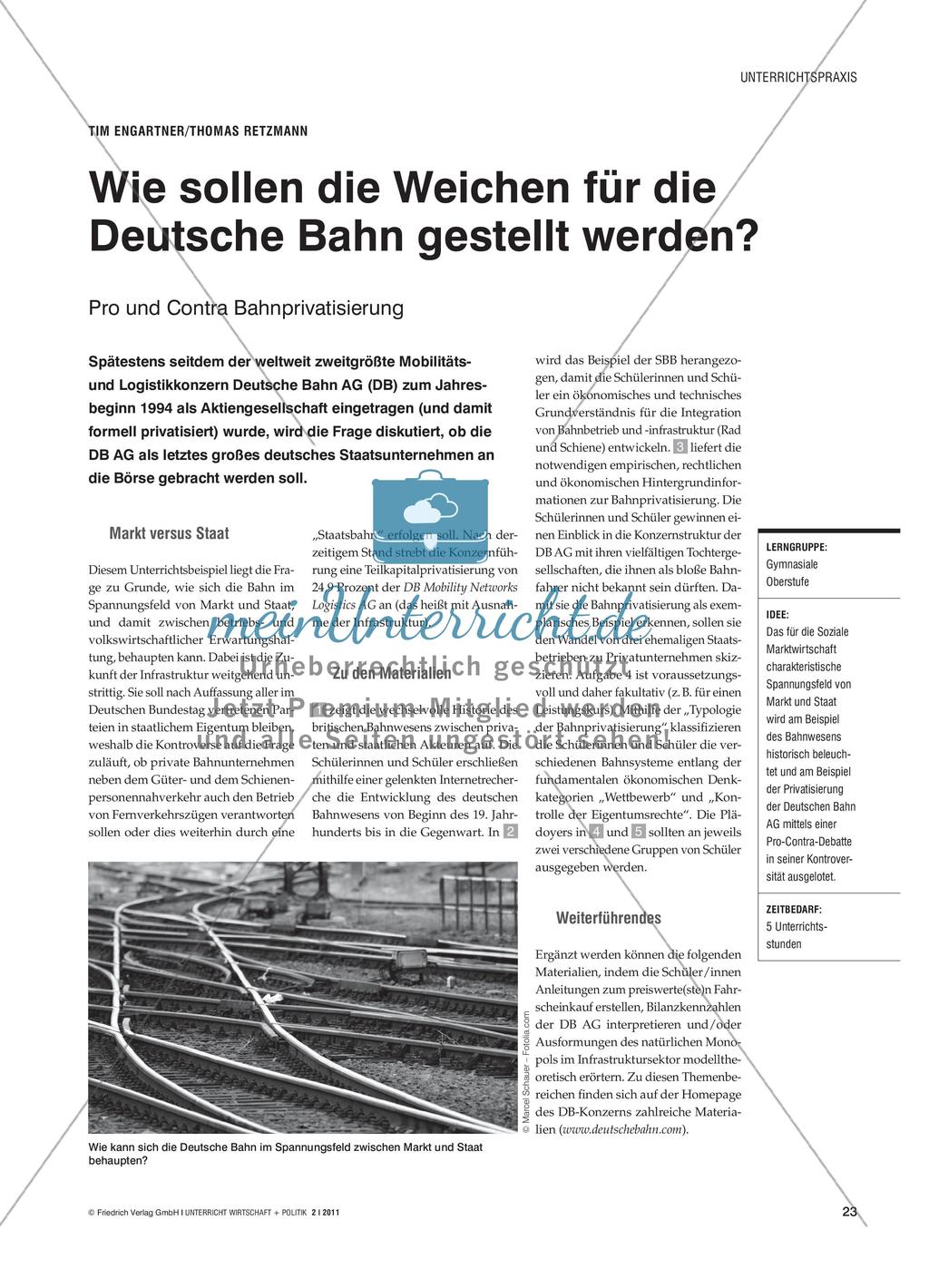 Wie sollen die Weichen für die Deutsche Bahn gestellt werden? - Pro und Contra Bahnprivatisierung Preview 1