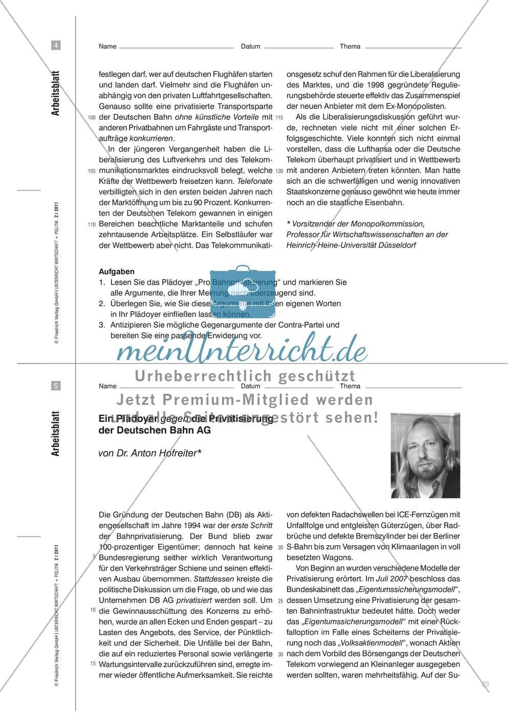 Wie sollen die Weichen für die Deutsche Bahn gestellt werden? - Pro und Contra Bahnprivatisierung Preview 7