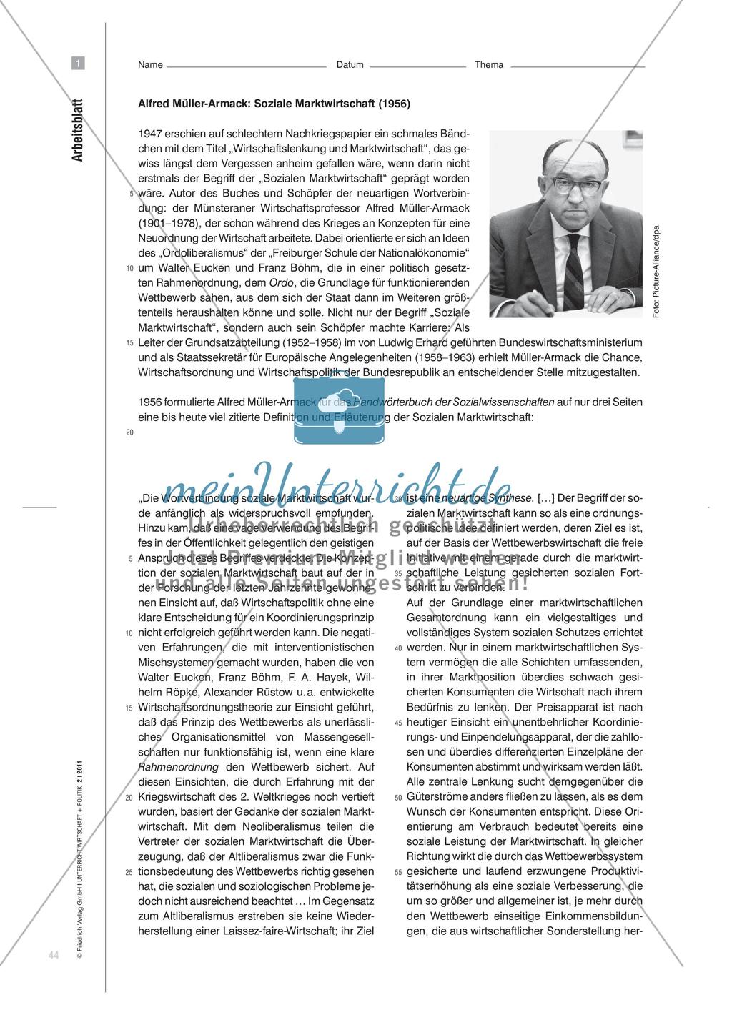 Marktwirtschaftliche Leistung und sozialer Fortschritt - Wissenschaftspropädeutisches Arbeiten an einem Text Alfred Müller-Armacks Preview 3