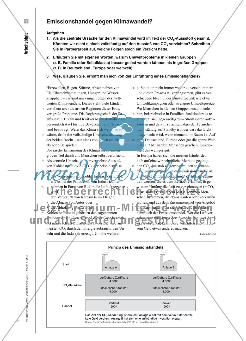 Emissionshandel gegen Klimawandel? - Ein Classroom-Experiment zum Verständnis von Institutionen im Umweltbereich Preview 3