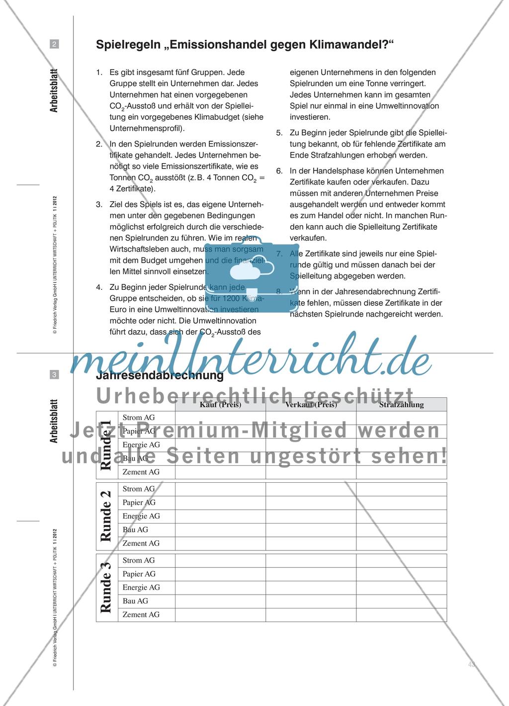 Emissionshandel gegen Klimawandel? - Ein Classroom-Experiment zum Verständnis von Institutionen im Umweltbereich Preview 4