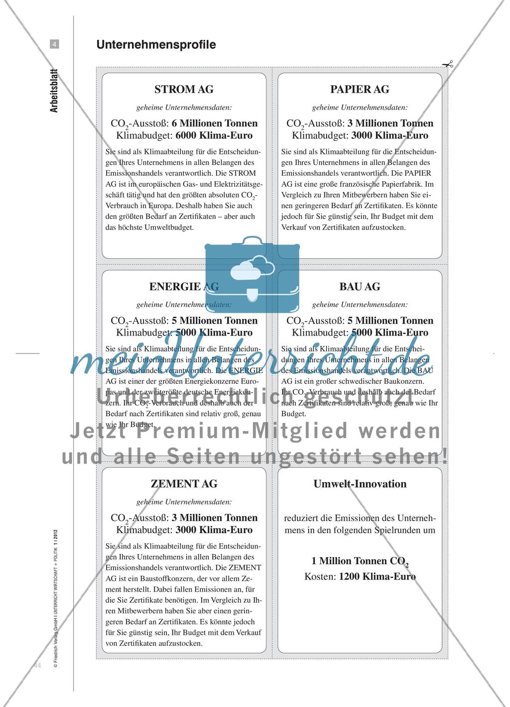 Emissionshandel gegen Klimawandel? - Ein Classroom-Experiment zum Verständnis von Institutionen im Umweltbereich Preview 5