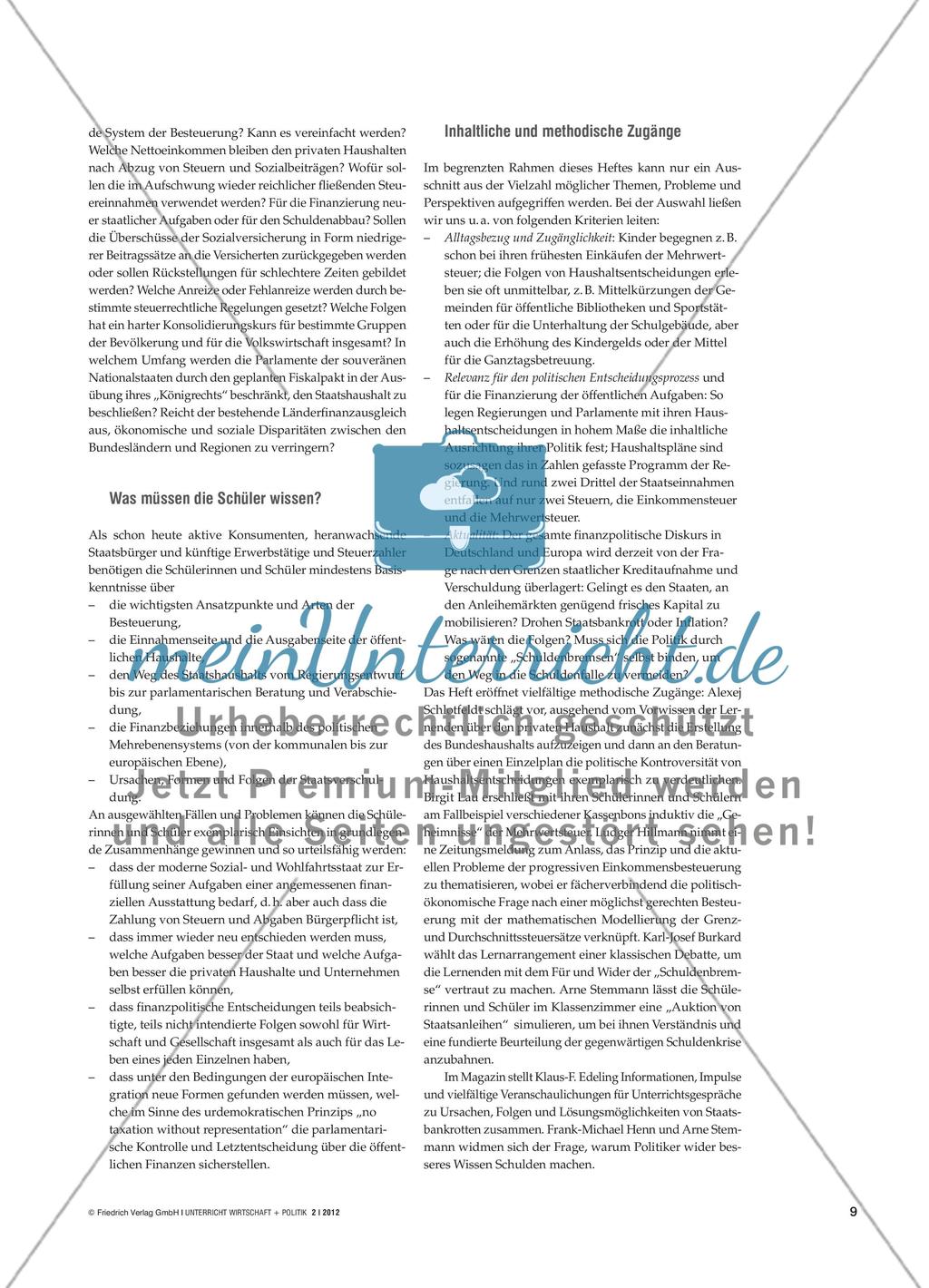 Öffentliche Finanzen im Unterricht - Zentrale Schnittstelle von Wirtschaft und Politik Preview 2