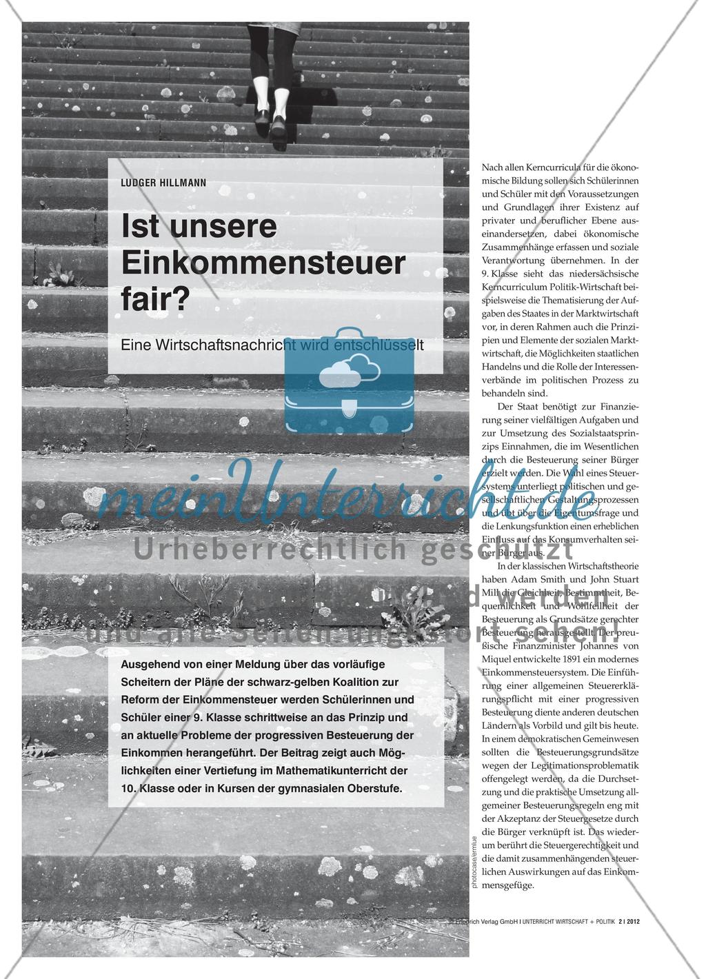 Ist unsere Einkommensteuer fair? - Eine Wirtschaftsnachricht wird entschlüsselt Preview 1