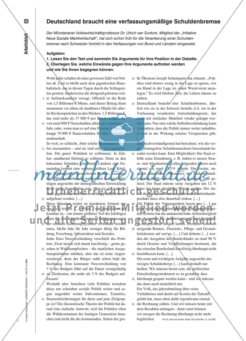 „Sich selbst an den Mast binden“ - Eine Pro- und Kontra-Debatte zur Schuldenbremse Preview 6