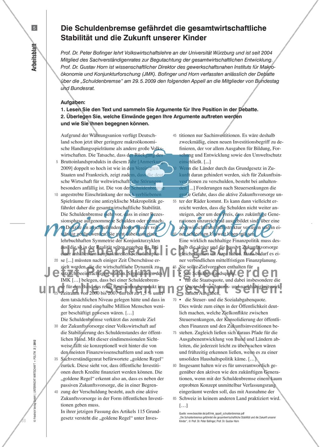 „Sich selbst an den Mast binden“ - Eine Pro- und Kontra-Debatte zur Schuldenbremse Preview 7