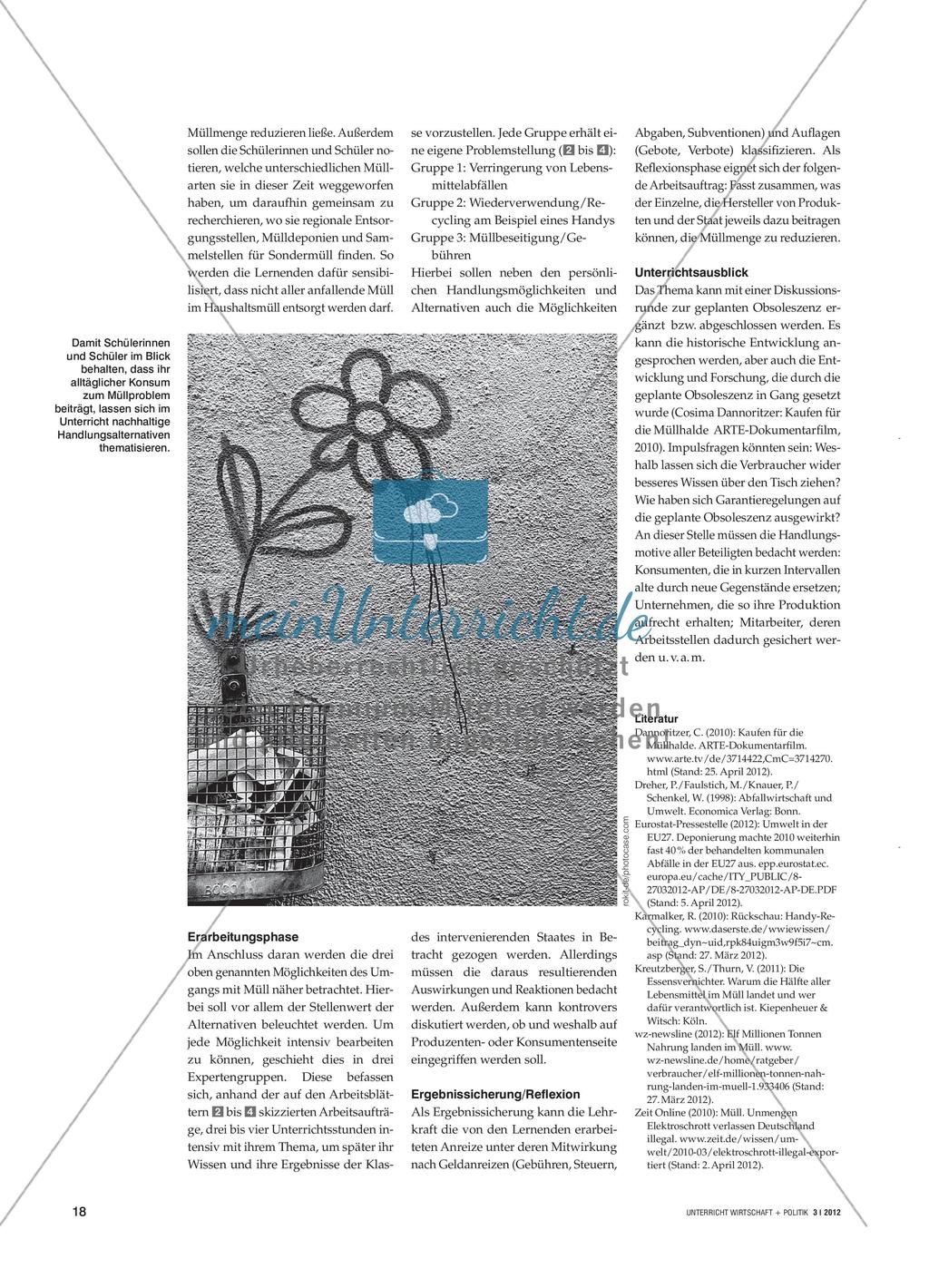 Müllvermeidung: Erarbeitung individueller Strategien und allgemeiner Anreize im Unterricht Preview 2