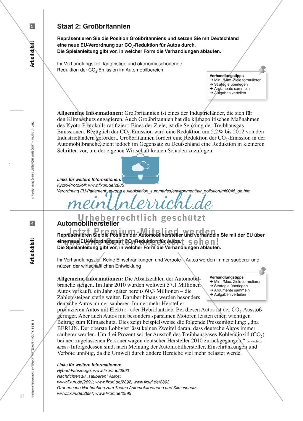 Verringerung des CO2-Ausstoßes bei Autos: Unterrichtssimulation von Verhandlungen für eine EU-Verordnung Preview 4