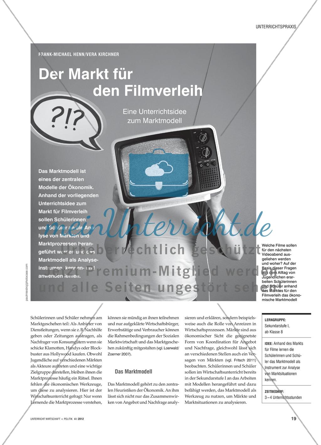 Der Markt für den Filmverleih - Eine Unterrichtsidee zum Marktmodell Preview 1