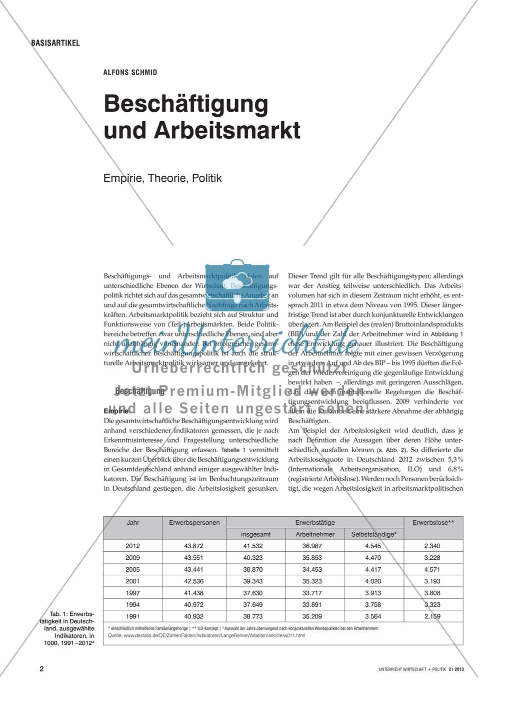 Beschäftigung und Arbeitsmarkt - Empirie, Theorie, Politik Preview 1