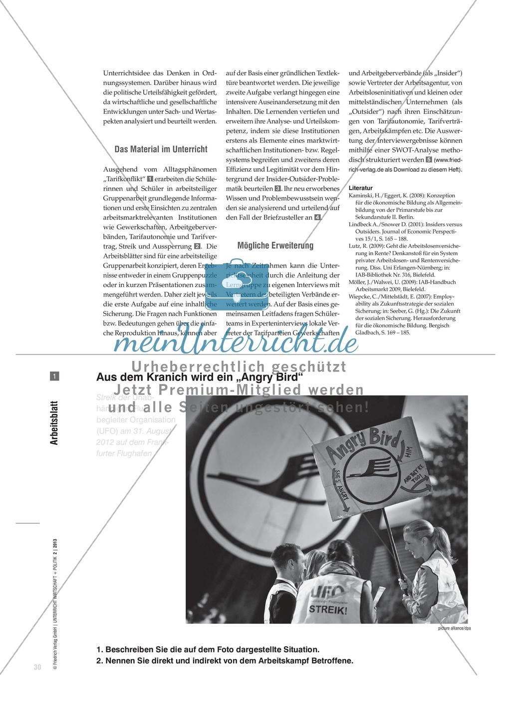 Institutionen der Arbeitsmarkt- und Tarifpolitik - Die Insider-Outsider-Problematik und die Legitimität der Tarifparteien Preview 3