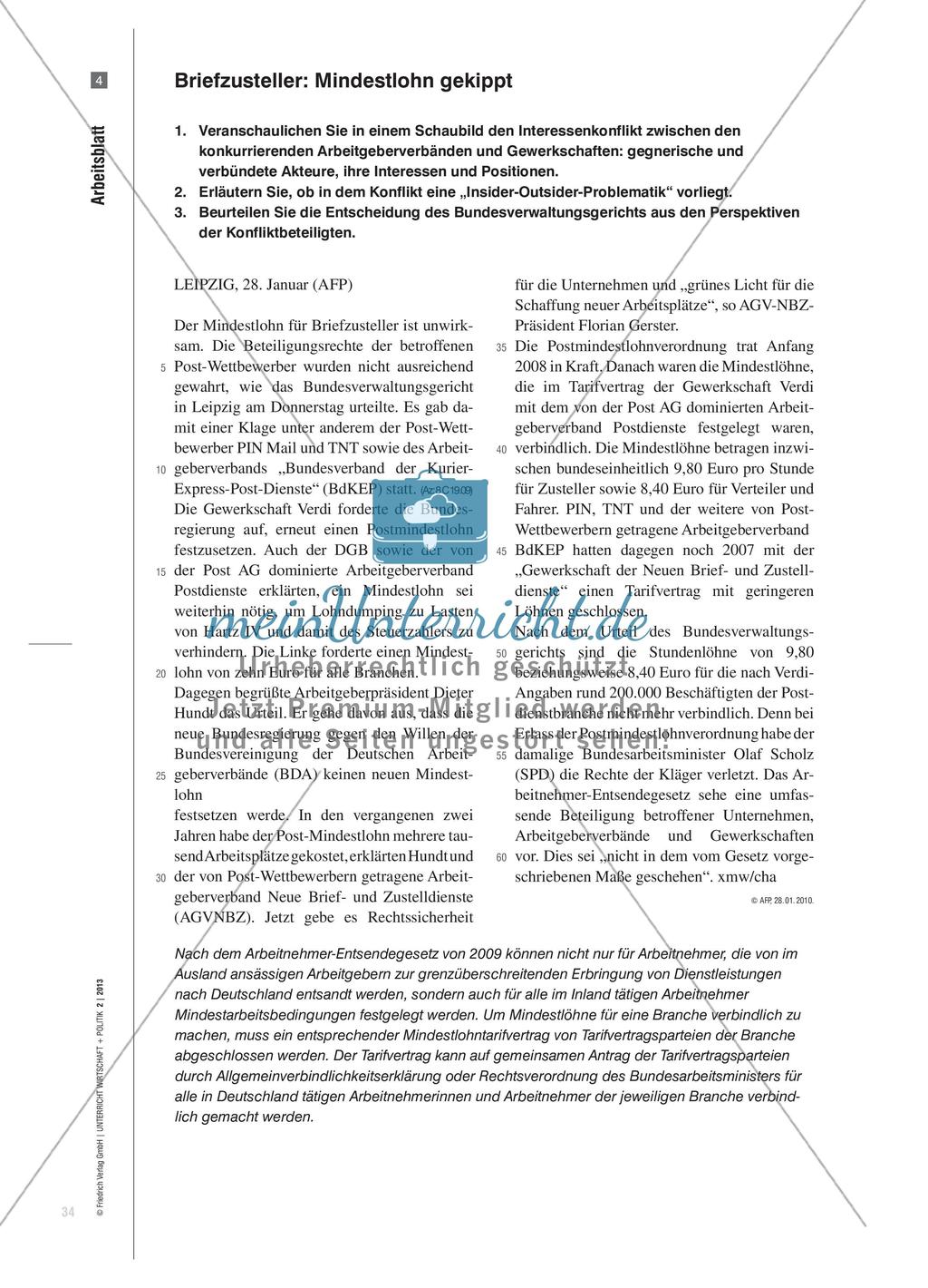 Institutionen der Arbeitsmarkt- und Tarifpolitik - Die Insider-Outsider-Problematik und die Legitimität der Tarifparteien Preview 7