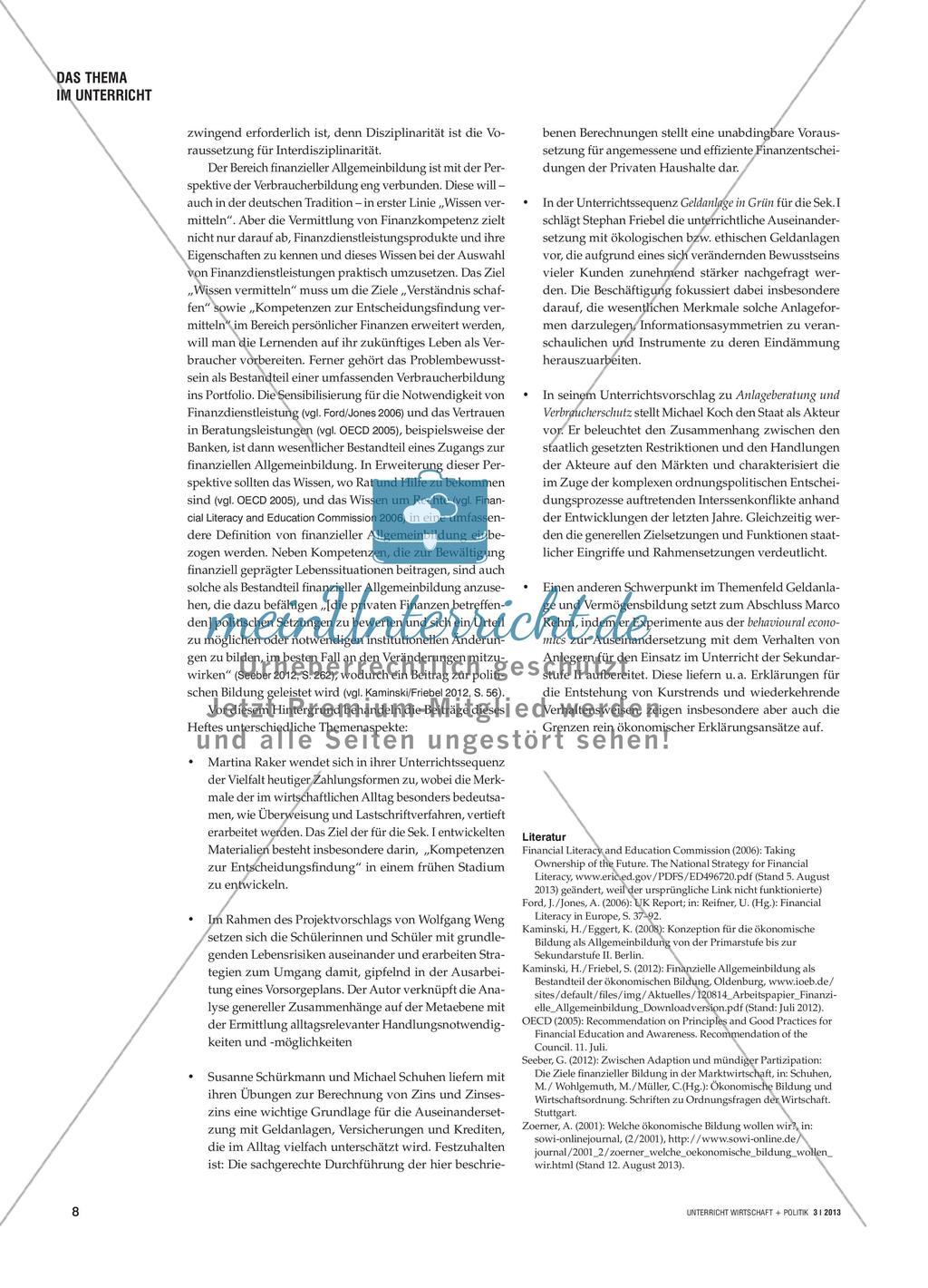 Finanzielle Kompetenzen - im Wirtschafts-/Politikunterricht Preview 2