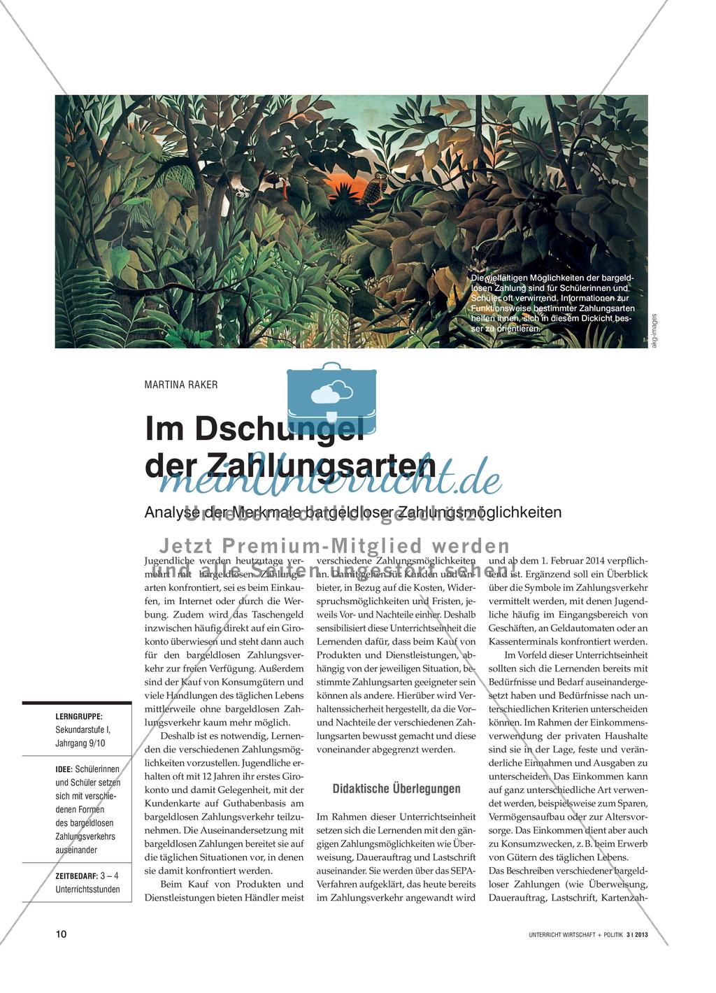 Im Dschungel der Zahlungsarten - Analyse der Merkmale bargeldloser Zahlungsmöglichkeiten Preview 1