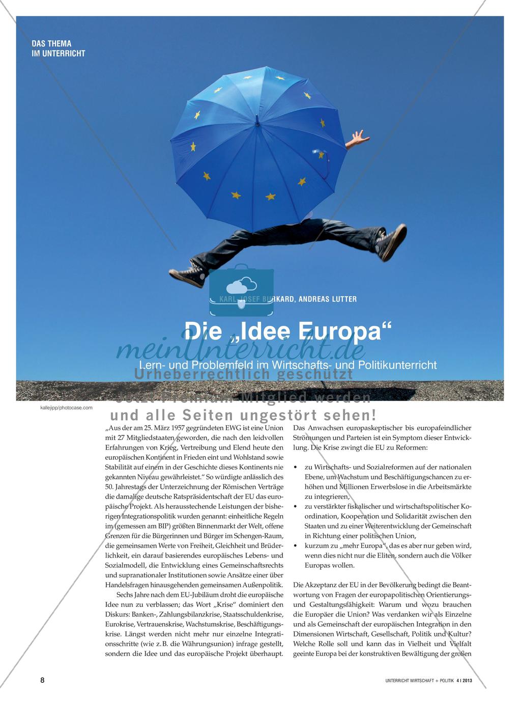 Die „Idee Europa“ - Lern- und Problemfeld im Wirtschafts- und Politikunterricht Preview 1