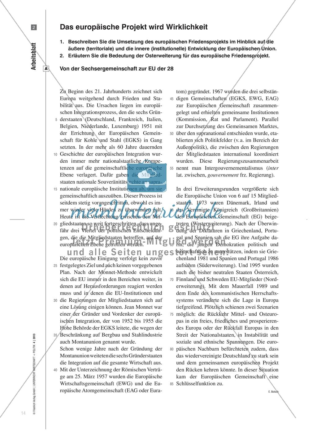 Friedensprojekt Europa - Anspruch, Wirklichkeit, Bilanz und Ausblick Preview 5