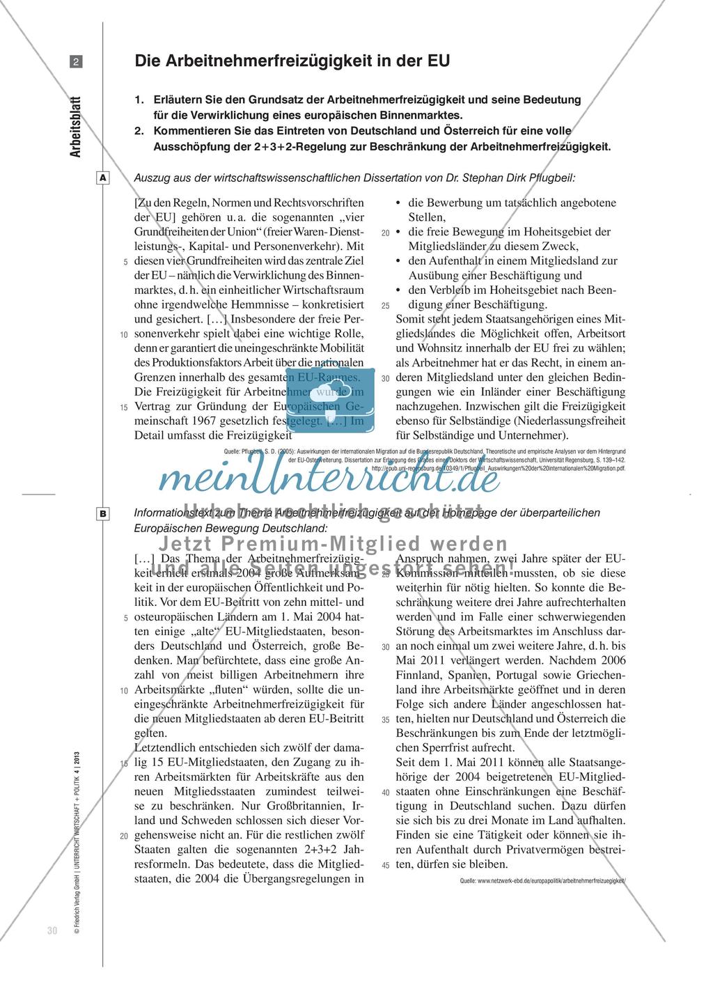 Freizügigkeit in Europa - Potenziale und Grenzen der Arbeitnehmerfreizügigkeit in der EU Preview 5