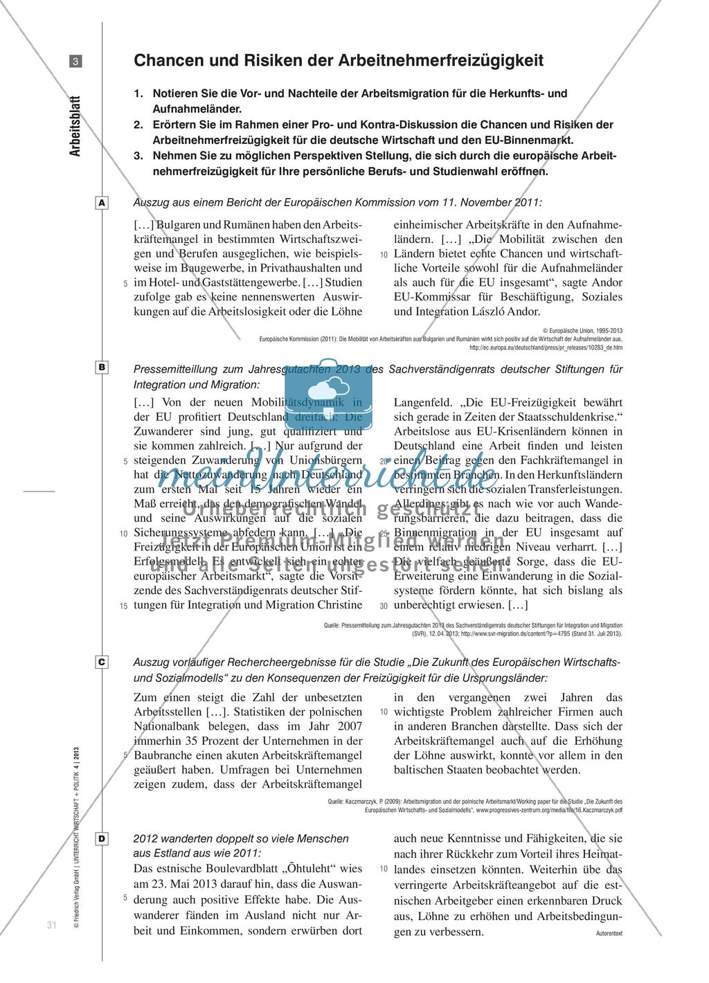 Freizügigkeit in Europa - Potenziale und Grenzen der Arbeitnehmerfreizügigkeit in der EU Preview 6