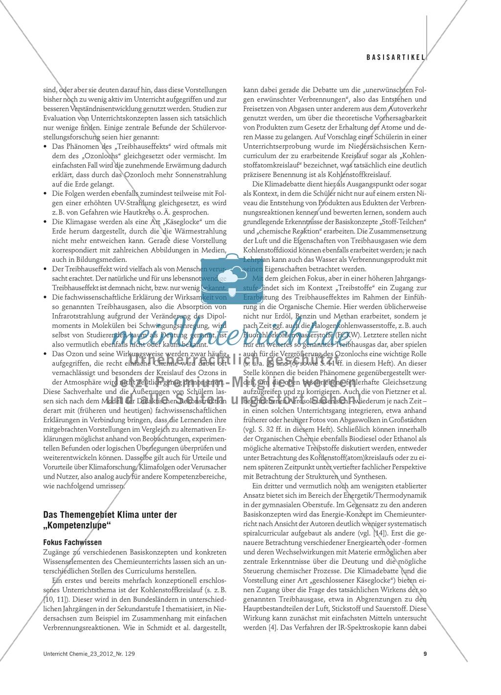 Klima als Thema im Chemieunterricht - Perspektiven für verschiedene Kompetenzbereiche Preview 2