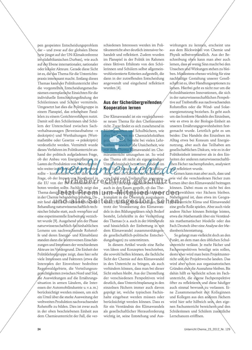 Der Klimawandel - Zwischen chemischer Sicht und fächerübergreifenden Betrachtungen Preview 5