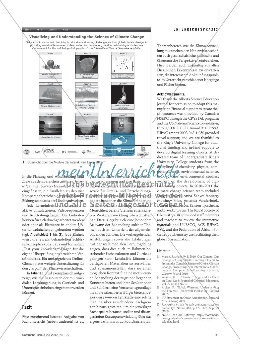 Klima als Kontext zum Lernen chemischer Grundlagen - Eine digitale Lernumgebung für den bilingualen Unterricht Preview 2