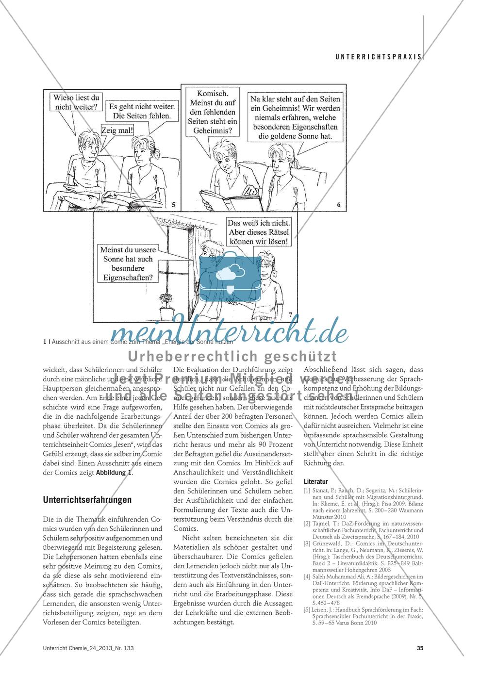 Die Energie der Sonne nutzen - Comics im sprachlich heterogenen Chemieunterricht Preview 2