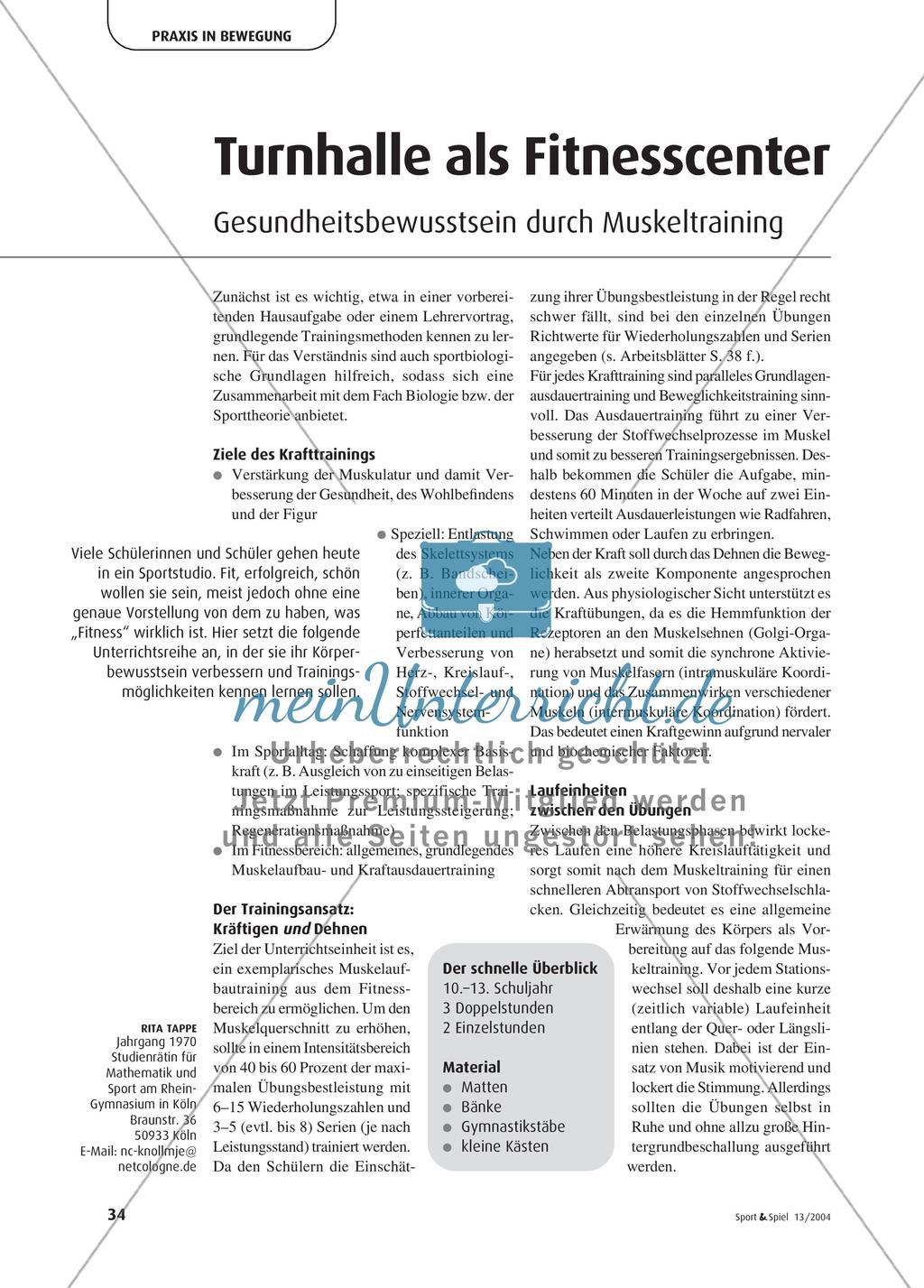 Turnhalle als Fitnesscenter - Gesundheitsbewusstsein durch Muskeltraining Preview 1