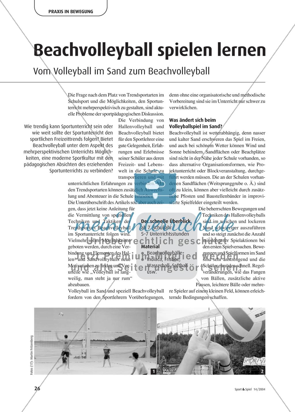 Beachvolleyball spielen lernen - Vom Volleyball im Sand zum Beachvolleyball Preview 1