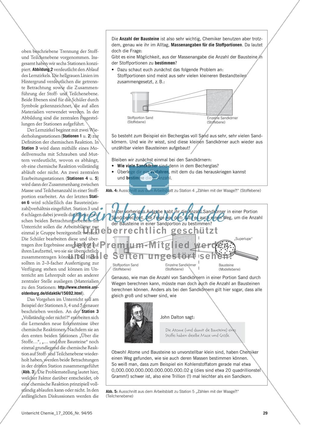 Bausteine und Stoffportionen - Erste quantitative Betrachtungen chemischer Reaktionen Preview 4
