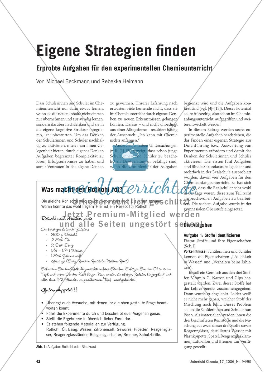Eigene Strategien finden - Erprobte Aufgaben für den experimentellen Chemieunterricht Preview 1