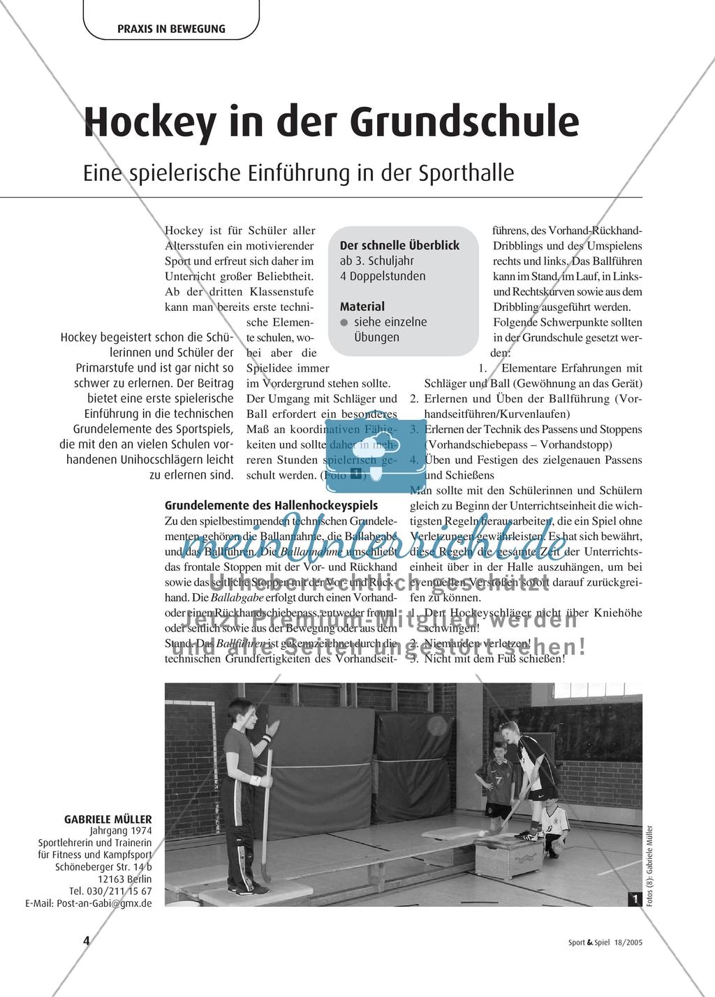 Hockey in der Grundschule - Eine spielerische Einführung in der Sporthalle Preview 1