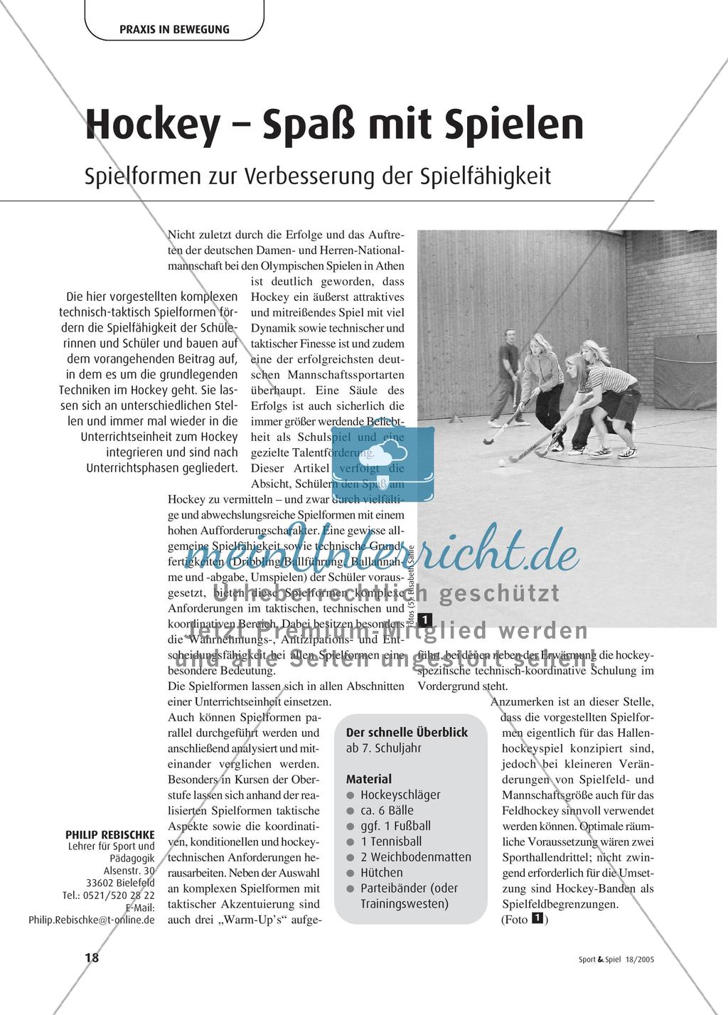 Hockey – Spaß mit Spielen: Spielformen zur Verbesserung der Spielfähigkeit Preview 1