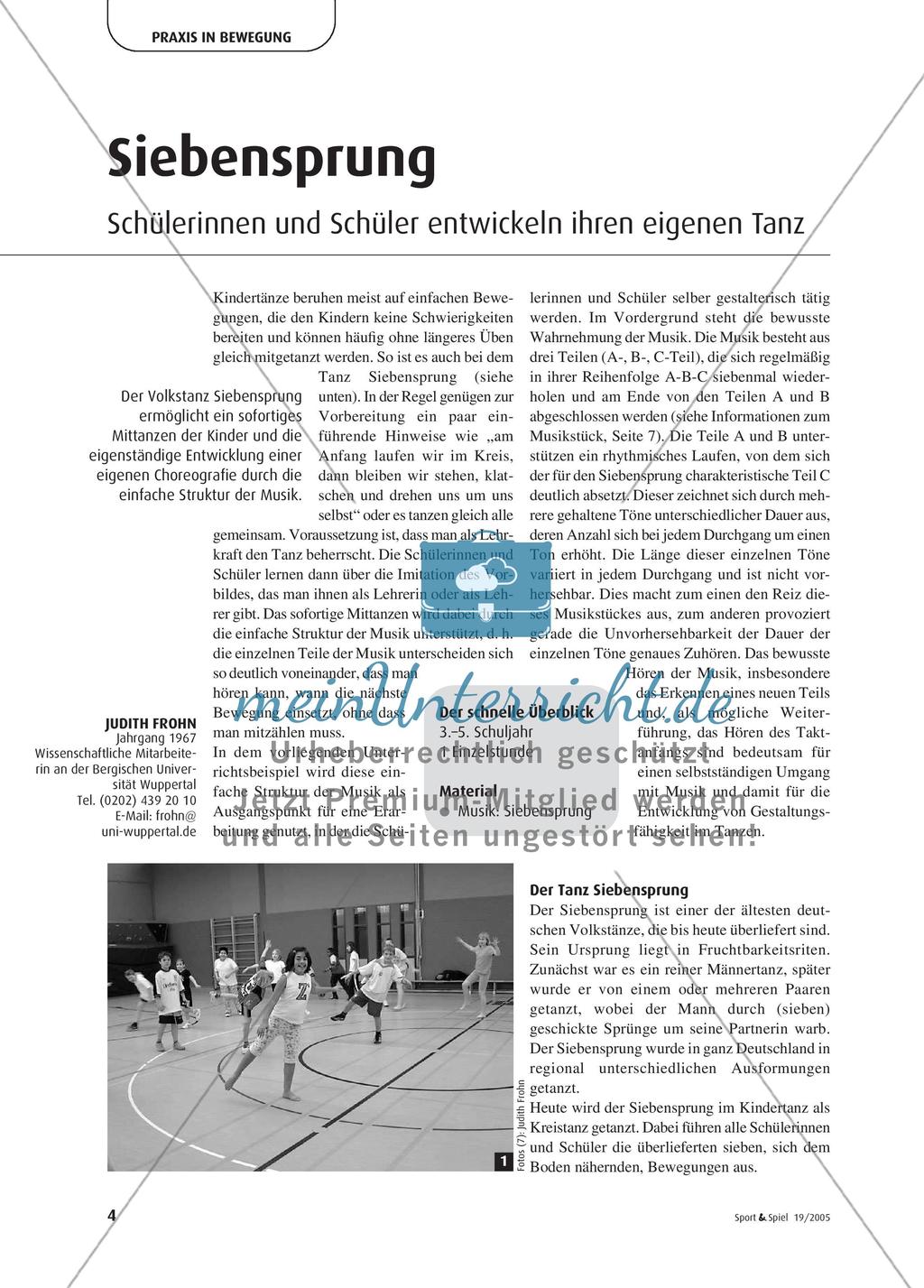 Siebensprung - Schülerinnen und Schüler entwickeln ihren eigenen Tanz Preview 1