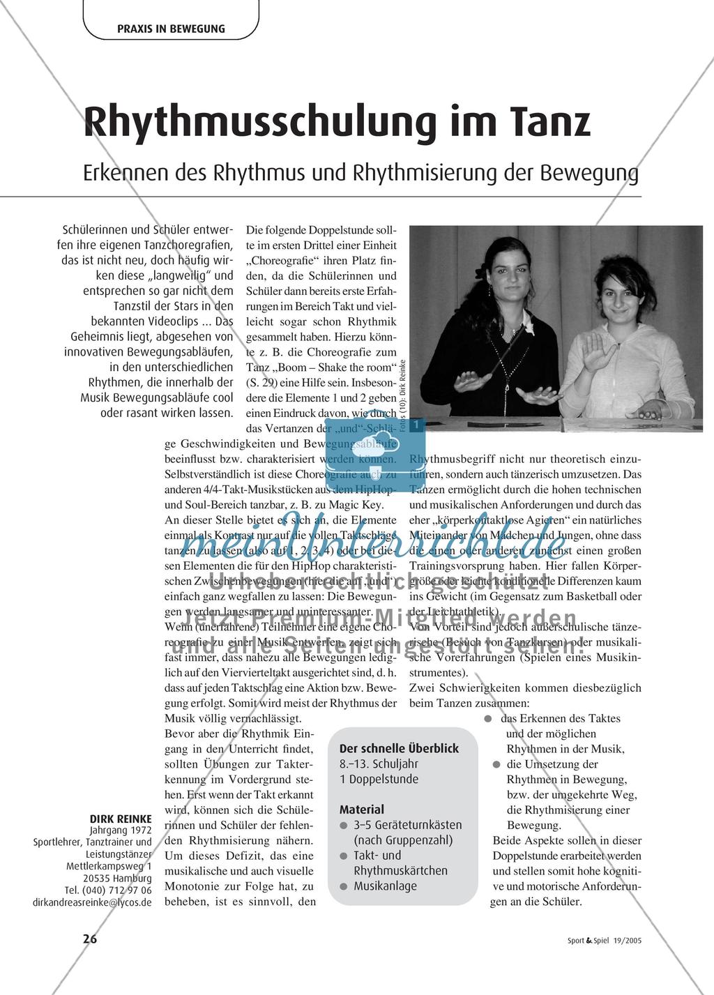 Rhythmusschulung im Tanz - Erkennen des Rhythmus und Rhythmisierung der Bewegung Preview 1