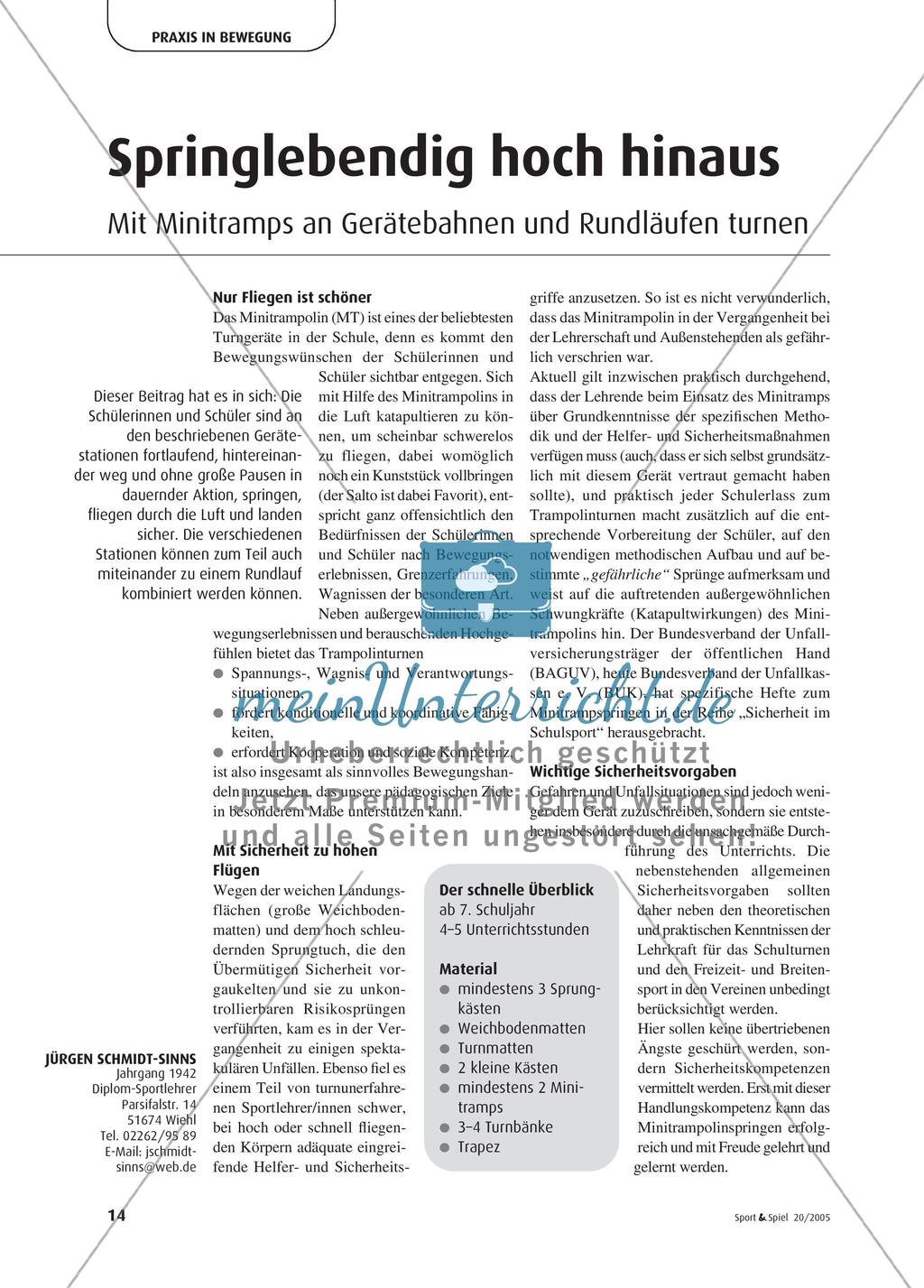 Springlebendig hoch hinaus - Mit Mintramps an Gerätebahnen und Rundläufen turnen Preview 1