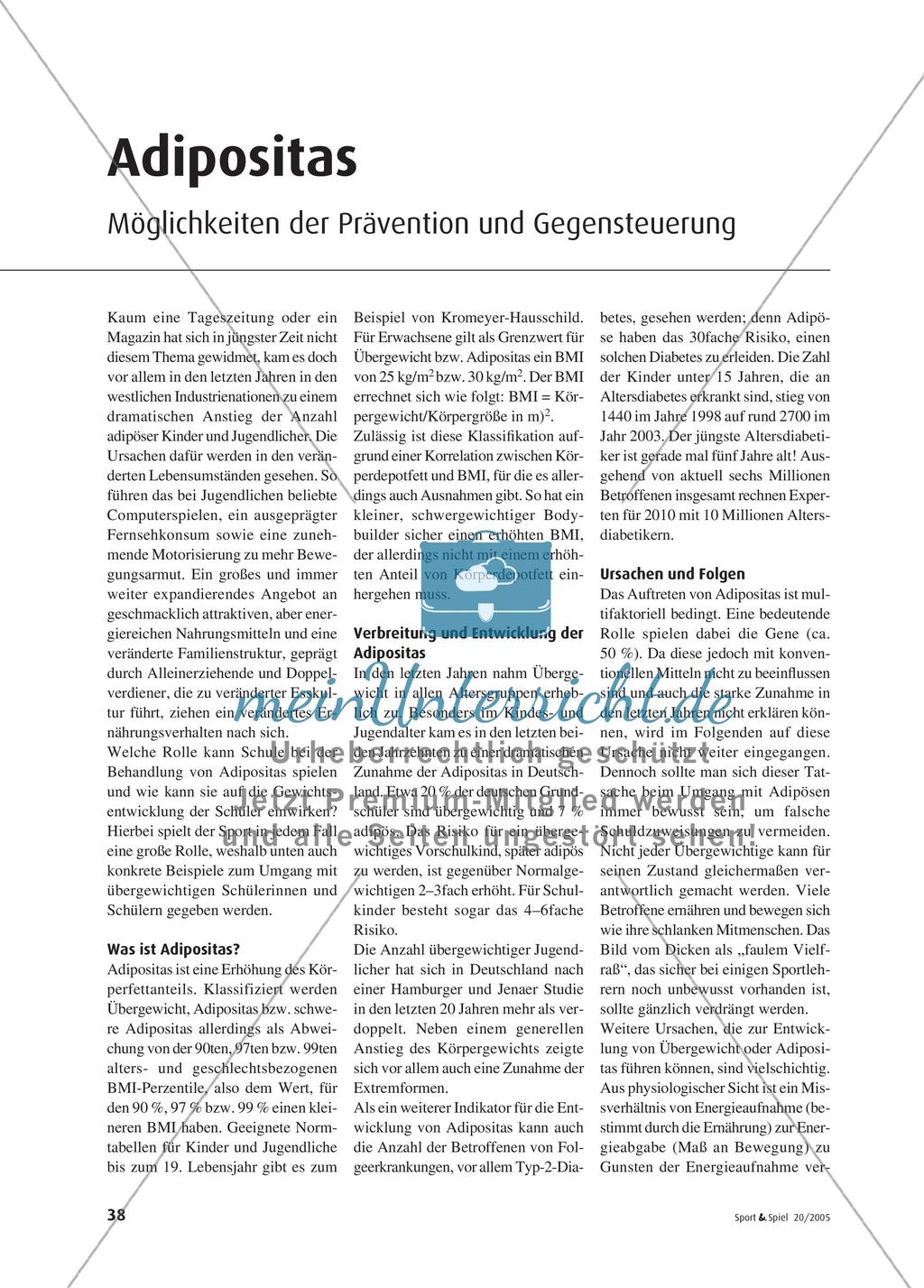 Adipositas - Möglichkeiten der Prävention und Gegensteuerung Preview 1