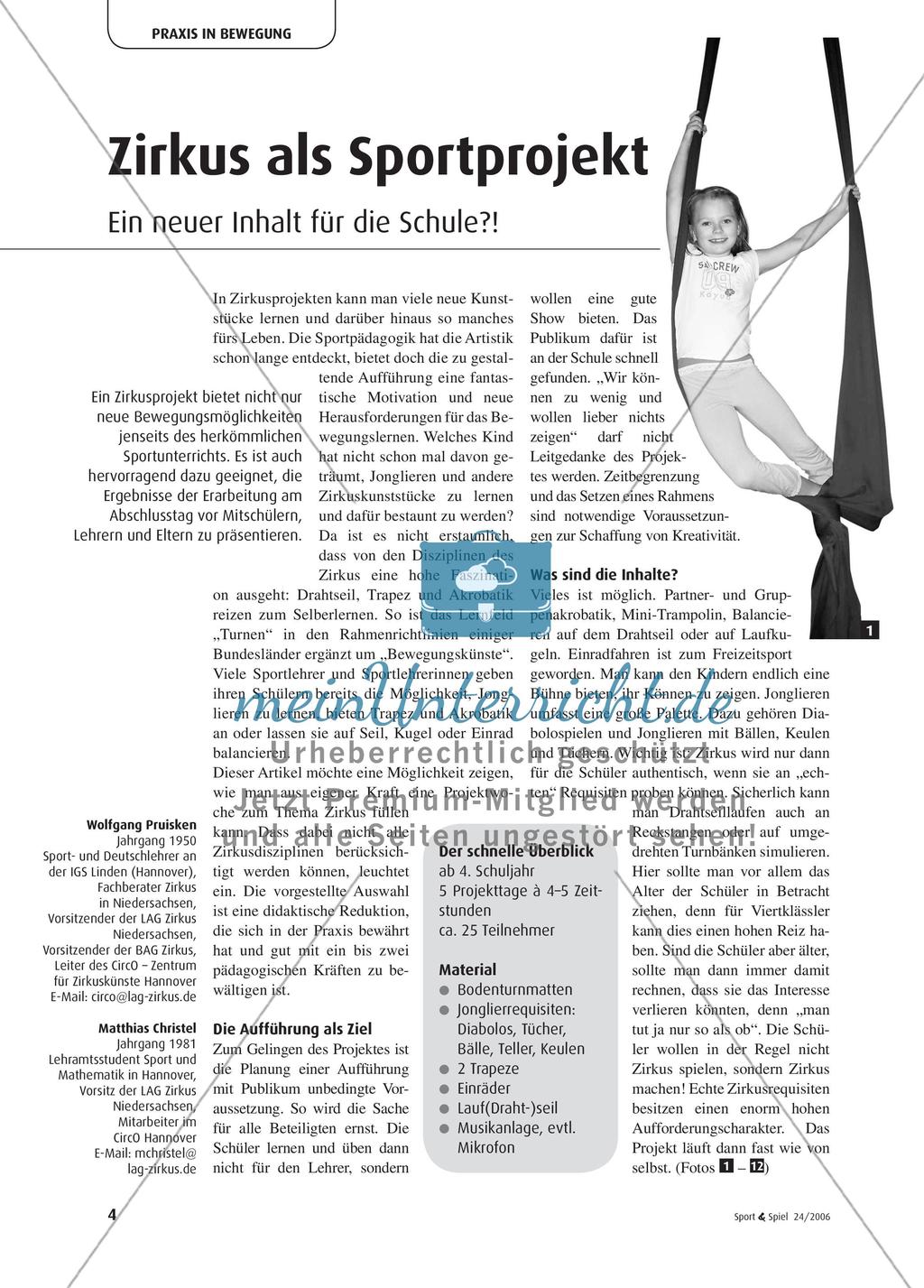 Zirkus als Sportprojekt - Ein neuer Inhalt für die Schule?! Preview 1