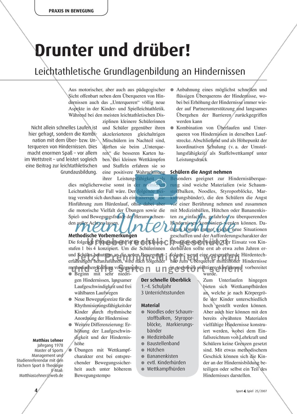 Drunter und drüber! - Leichtathletische Grundlagenbildung an Hindernissen Preview 1